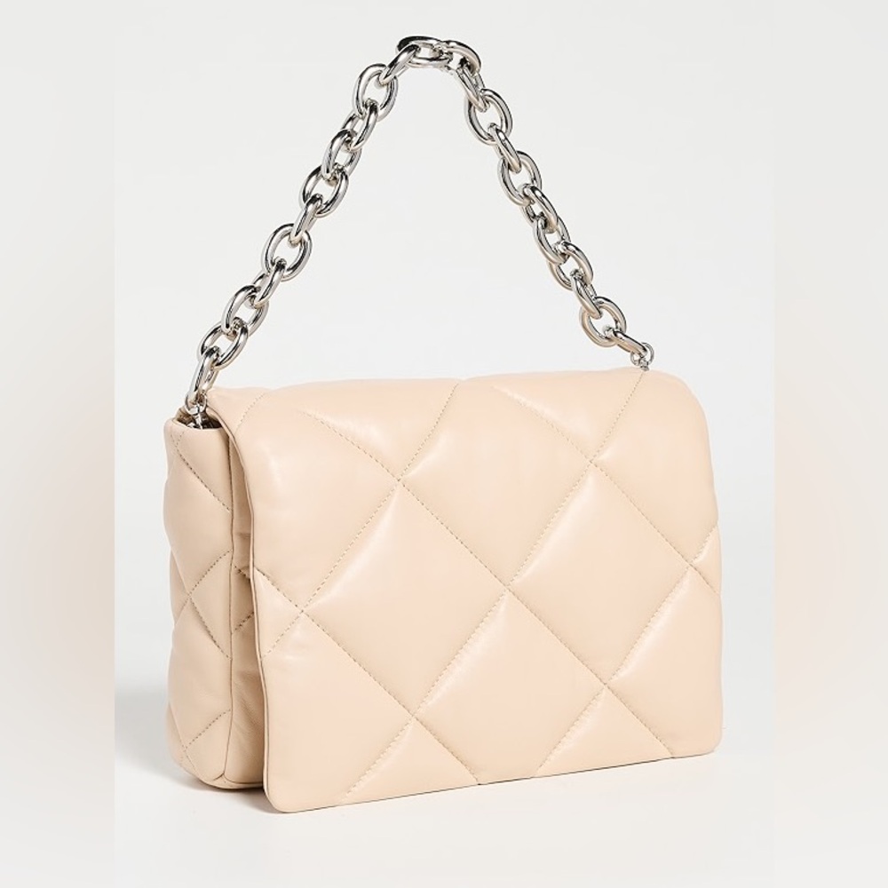 STAND STUDIO Brynnie Leather Bag Warm Sand Silver Strap Shoulder Bag